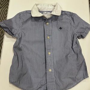Ralph Lauren navy, light blue and white striped button down 12-18 months